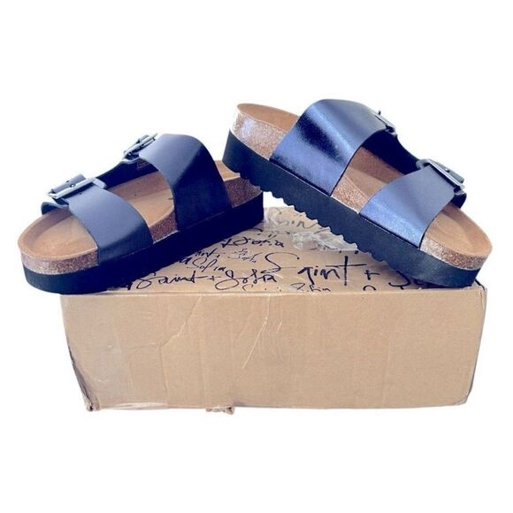 Saint + Sofia Sutton Slide double Strap Sandals Metallic Indigo Women’s Size 7 - Picture 1 of 10